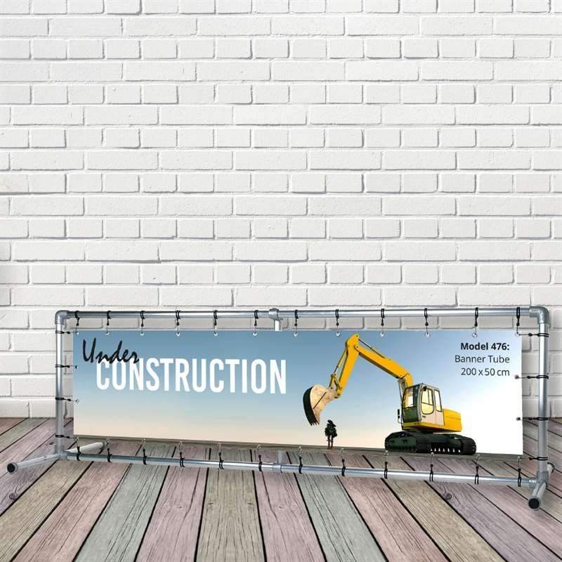 Banner Tube Fristående Ram, fristående ram av aluminiumrör 0,3 mm / Ø 48 mm - 200 x 50 cm