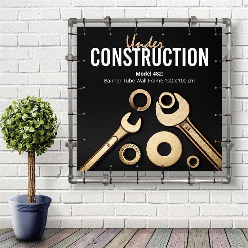 Banner Tube Wall Ram, ram med v&auml;ggf&auml;ste, tillverkad av 48 mm aluminiumr&ouml;r, 100 x 100 cm