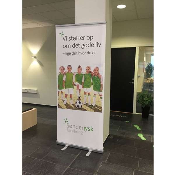 Klassisk Roll-up enkelsidig - 80x200 cm - silver - med banderoll och tryck