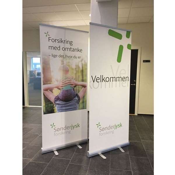 Klassisk Roll-up enkelsidig - 80x200 cm - silver - med banderoll och tryck