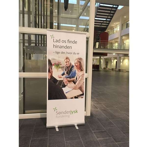 Klassisk Roll-up enkelsidig - 80x200 cm - silver - med banderoll och tryck