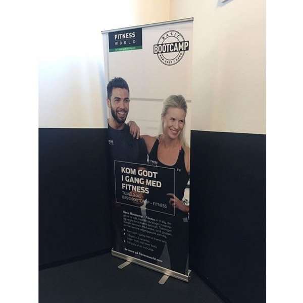 Klassisk Roll-up enkelsidig - 80x200 cm - silver - med banderoll och tryck