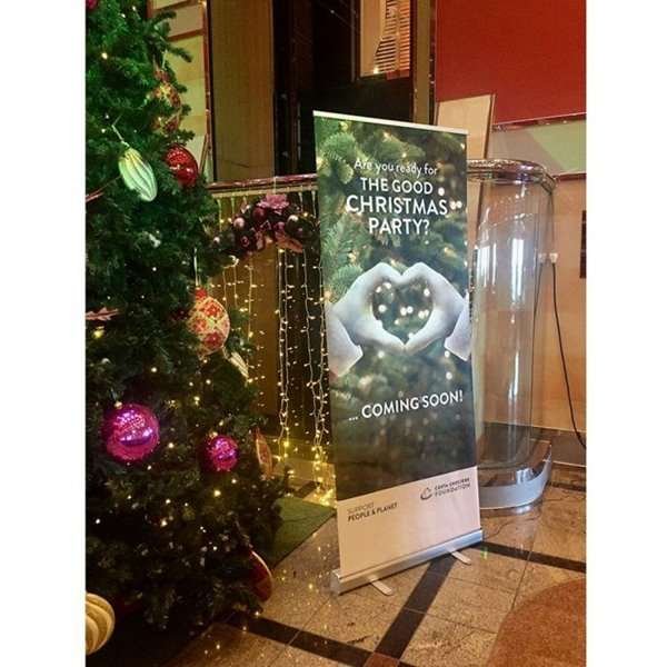 Klassisk Roll-up enkelsidig - 85x200 cm - silver - med banderoll och tryck