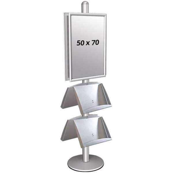 Multi Stand 4 - Dubbelsidig med 2 stålhyllor 25mm 2 x 50x70cm