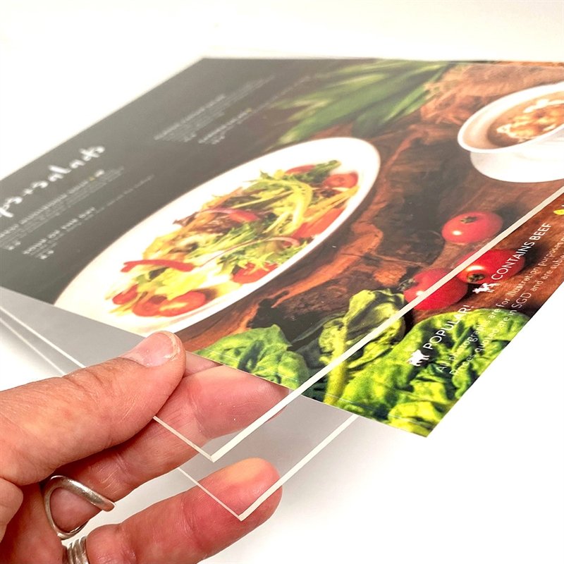 TR&Auml; Menyh&aring;llare av boktr&auml;, inkl. akrylpl&aring;t, A5, 2 vinklar - uppr&auml;tt och snett