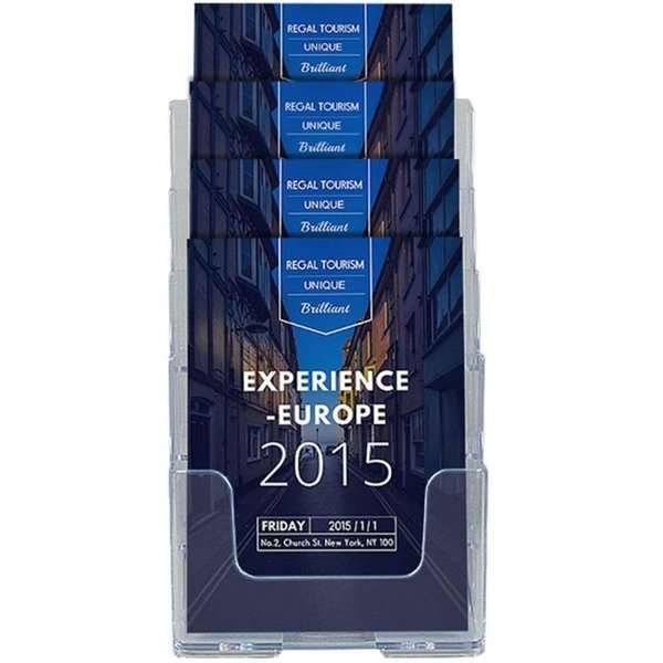 Bords- och väggdispenser, broschyrhållare i akryl, 4 x A4