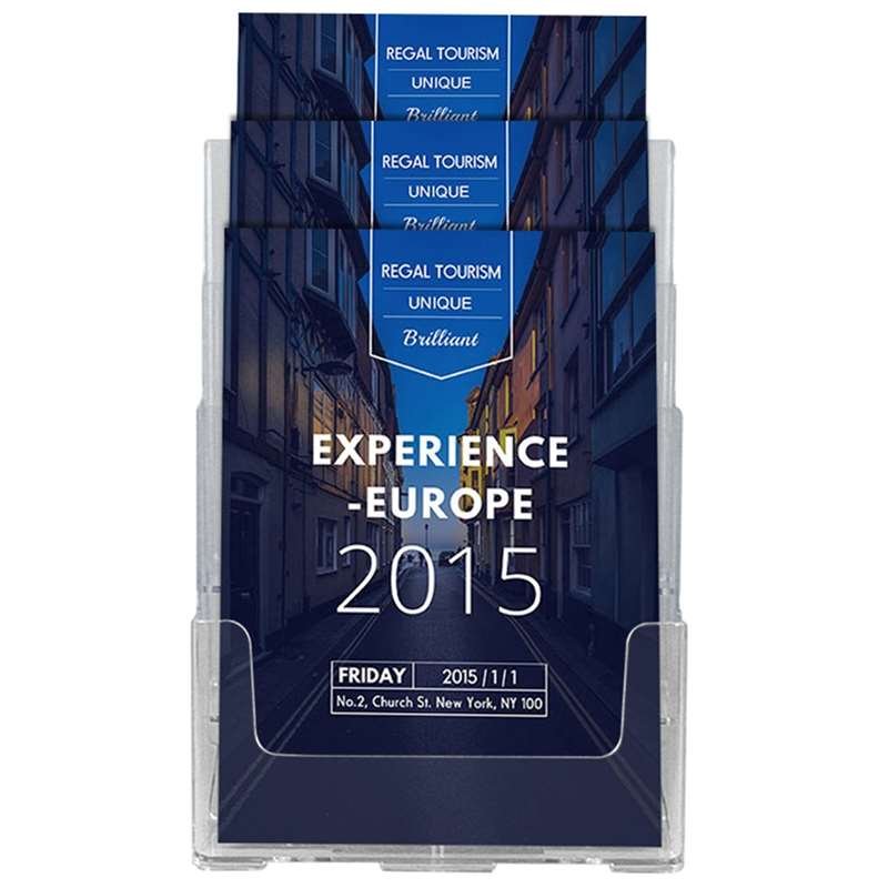 Bords- och väggdispenser, broschyrhållare i akryl, 3 x A4