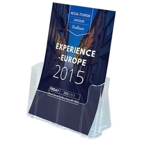 Bords- och v&auml;ggdispenser, broschyrh&aring;llare i akryl, A5