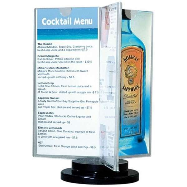 Spin Menuhållare vertikal - 6xM65 Flyer - 9,9x21 cm - svart