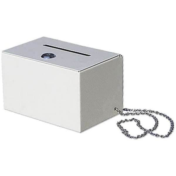 Donations- och tipsbox i vitt
