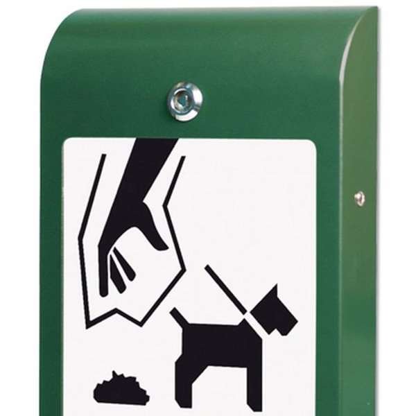 Hundväska dispenser, grön, med A4 infodisplay