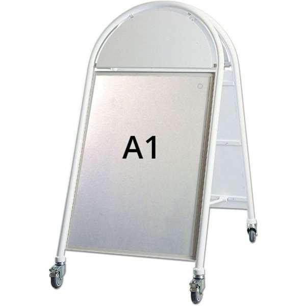 New Gotik Lux Gatupratare med logotypskylt - A1 - vit