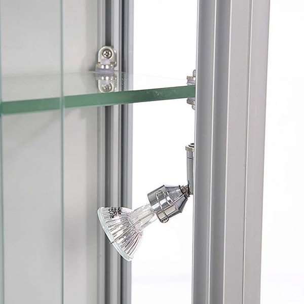 Vitrin vitrinskåp - Vitrinvägg Duo glasmonter med LED-ljus och lås - silver