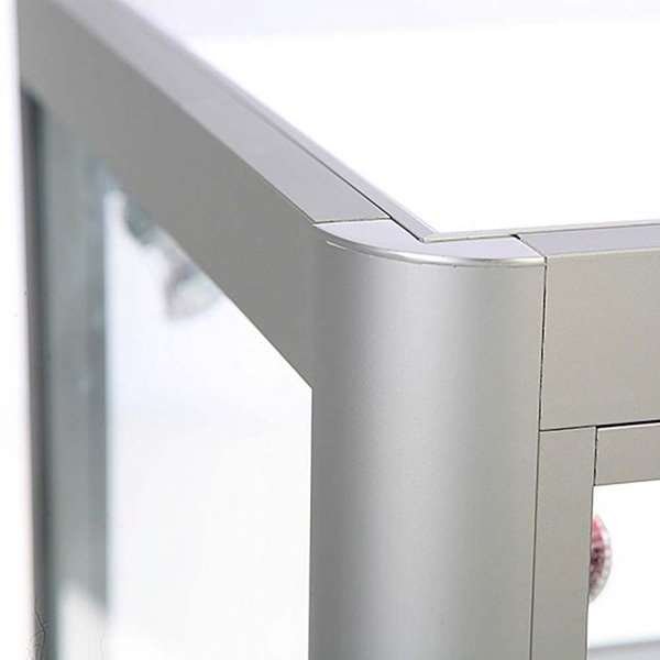 Showcase Desk Duo, alu/silver, glasmonter med LED-ljus och lås