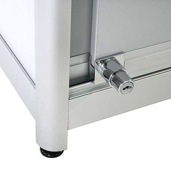 Vitrinsk&aring;p - Showcase Tower Duo glasmonter med undersk&aring;p, LED-ljus och l&aring;s - silver