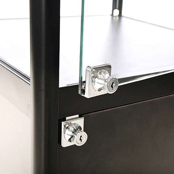 Vitrin vitrinskåp - Showcase Tower Solo glasmonter med underskåp, LED-ljus och lås - svart