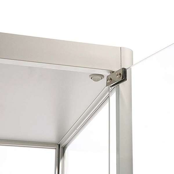 Vitrin vitrinskåp - Showcase Tower Solo glasmonter med underskåp, LED-ljus och lås - silver