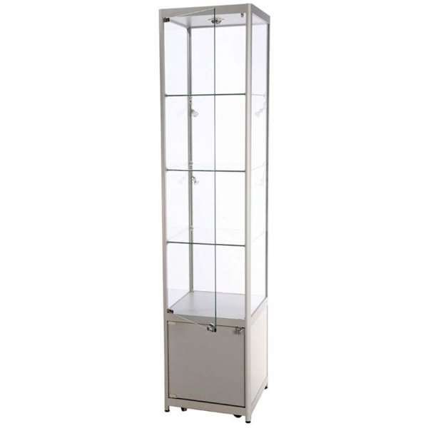 Glasvitrin Tower Solo Med Skåp Silver
