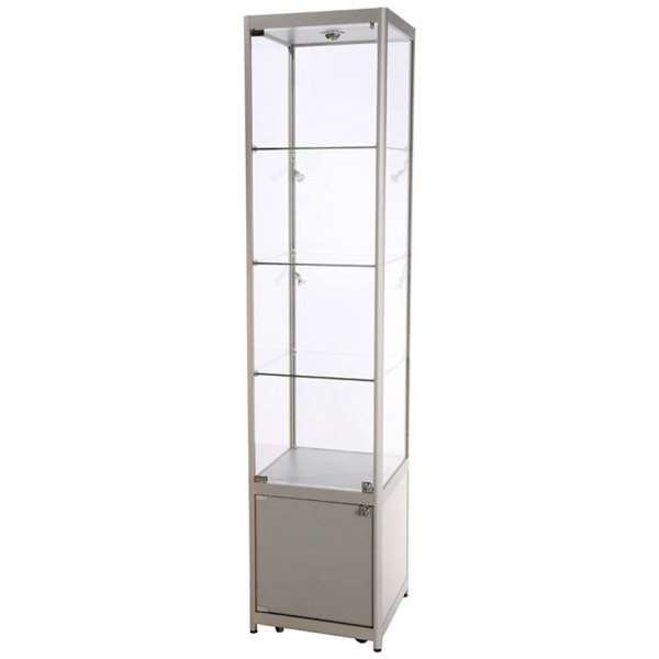 Glasvitrin Tower Solo Med Skåp Silver