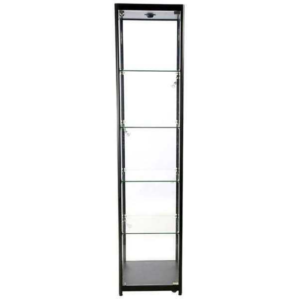 Vitrin vitrinskåp - Showcase Tower Solo glasmonter med LED-ljus och lås - svart