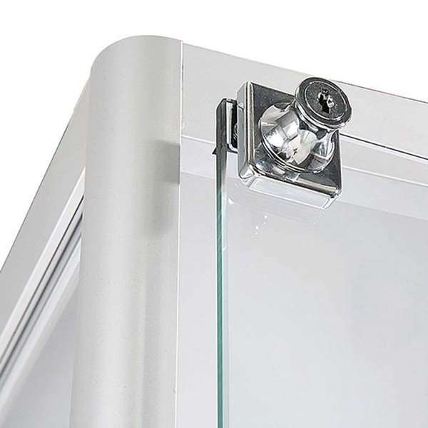 Vitrin vitrinsk&aring;p - Showcase Tower Solo glasmonter med LED-ljus och l&aring;s - silver