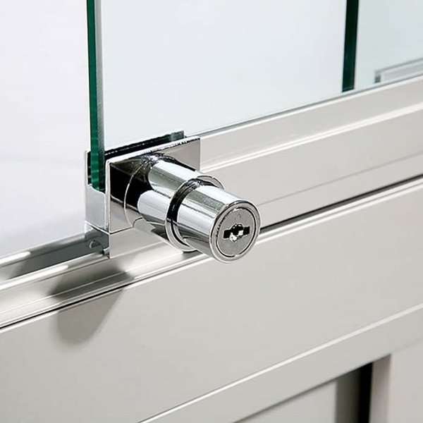 Vitrine vitrinskåp - Showcase Counter Duo glasmonter med underskåp, LED-ljus och lås - silver