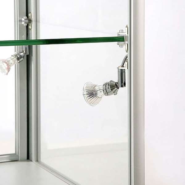 Vitrine vitrinskåp - Showcase Counter Duo glasmonter med underskåp, LED-ljus och lås - silver