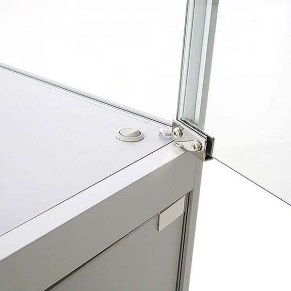 Vitrine vitrinskåp - Showcase Counter Duo glasmonter med underskåp, LED-ljus och lås - silver