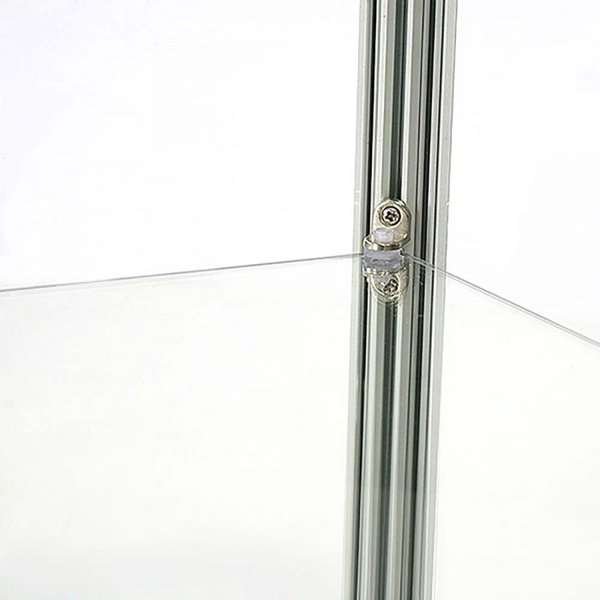 Vitrine vitrinsk&aring;p - Showcase Counter Duo glasmonter med LED-ljus och l&aring;s - silver