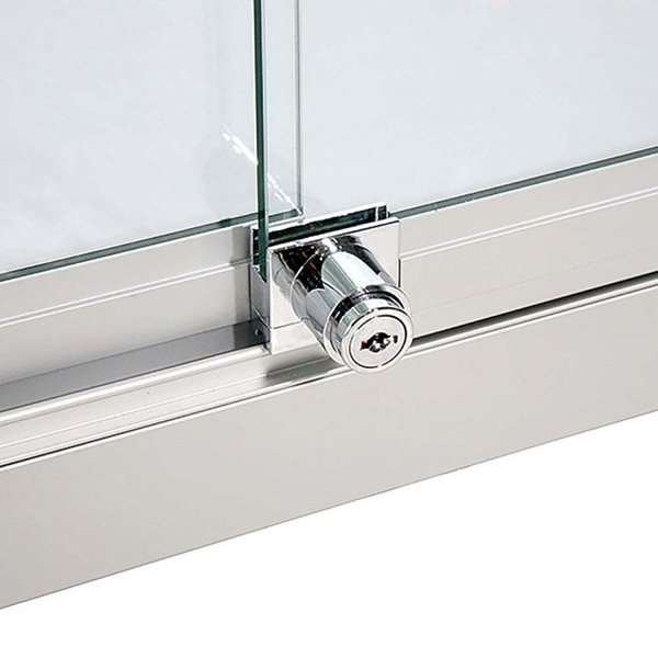 Vitrine vitrinsk&aring;p - Showcase Counter Duo glasmonter med LED-ljus och l&aring;s - silver