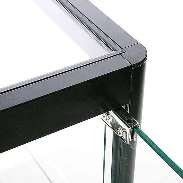 Vitrine vitrinskåp - Showcase Counter Solo glasmonter med underskåp, LED-ljus och lås - svart