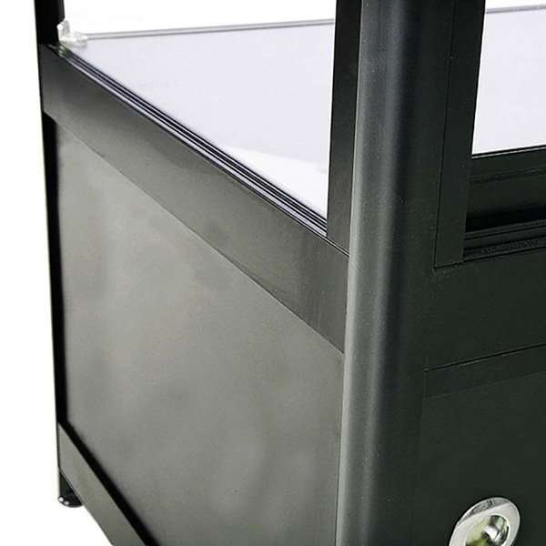 Vitrine vitrinskåp - Showcase Counter Solo glasmonter med underskåp, LED-ljus och lås - svart