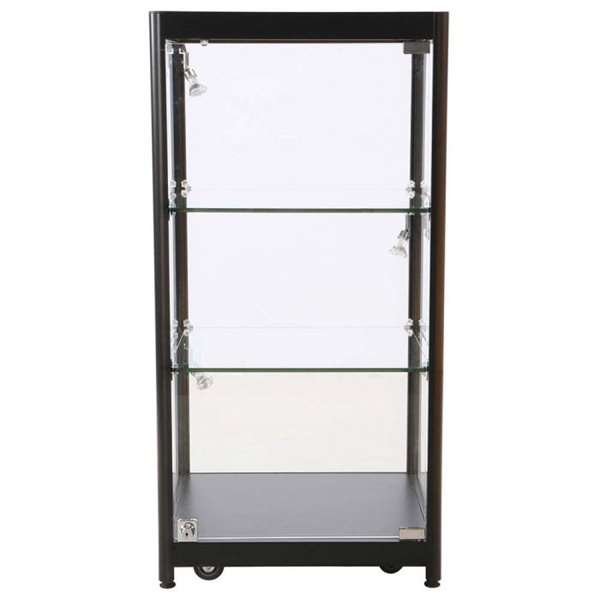 Vitrine vitrinskåp - Showcase Counter Solo glasmonter med LED-ljus och lås - svart