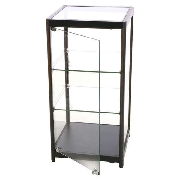 Vitrine vitrinskåp - Showcase Counter Solo glasmonter med LED-ljus och lås - svart