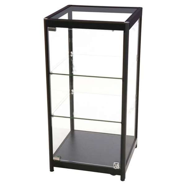 Vitrine vitrinskåp - Showcase Counter Solo glasmonter med LED-ljus och lås - svart