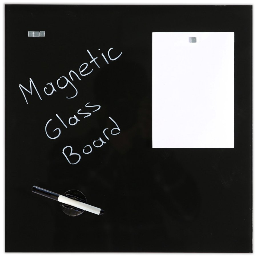 Glasskiva Magnetisk. Svart. 45x45 cm
