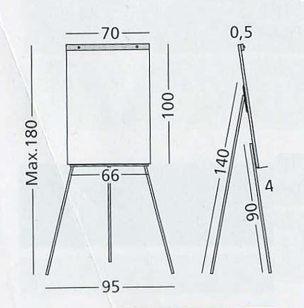 Bl&auml;dderblockstavla Flipover Budget, lackerad magnettavla 66 x 100 cm, Silver