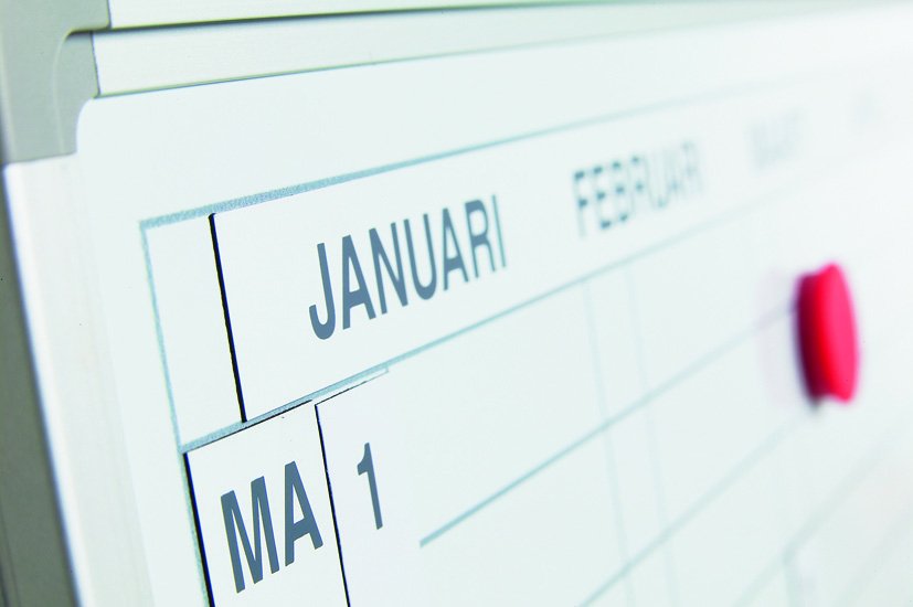 Planeringstavla med &aring;rskalender, inklusive datumremsa, 60 x 90 cm
