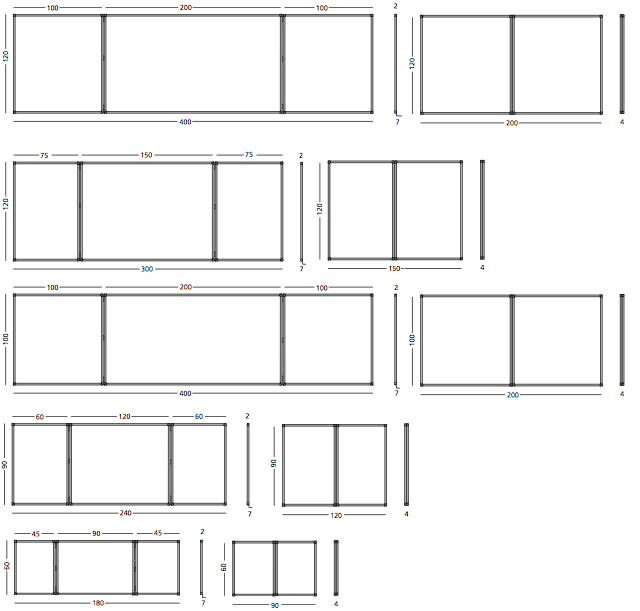 Whiteboard med 2 luckor (5 sidor), kan låsas - 60x90 cm (60x180 cm) - utan låsbeslag