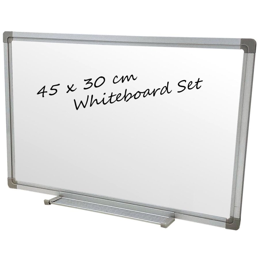 Whiteboard lackerad, 45 x 30 cm, inkl. mikrofiberduk och 6 tuschpennor