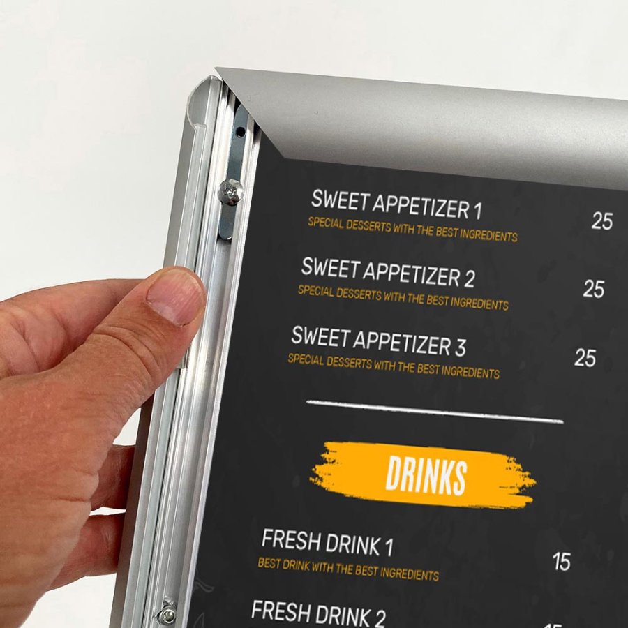 BASIC Infostand A3 - 92mm h&ouml;g - A3 Klickram profil 25mm, silver