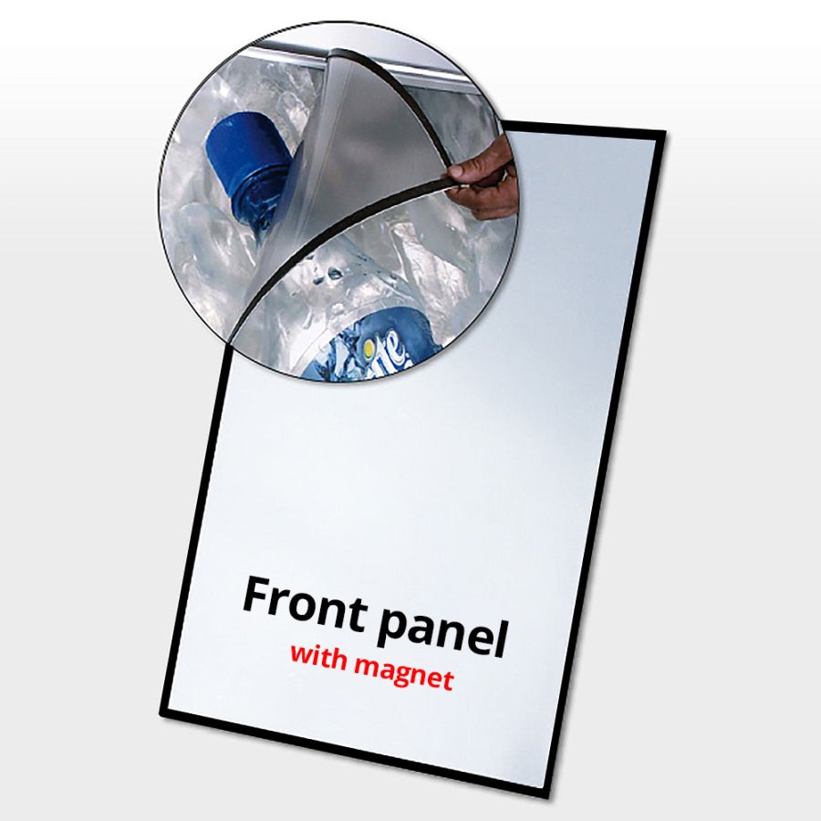 PET frontplatta m/magnet 73x103cm - Sort kant
