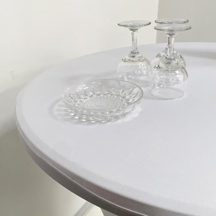 Klappbord Runt Ø 80cm: Vit Bordsskiva & Svart Stålstativ, Höjd 110cm