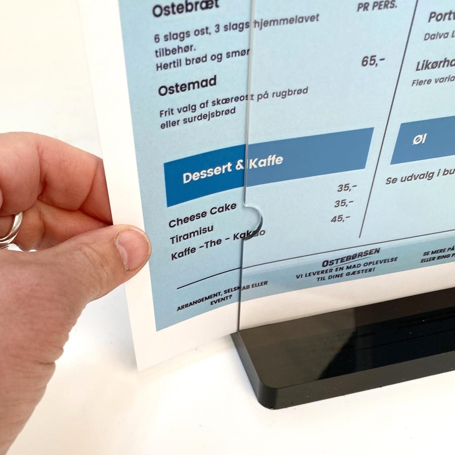 Black Bottom Menuställ vertikal - A4 - 21x29,7 cm - svart