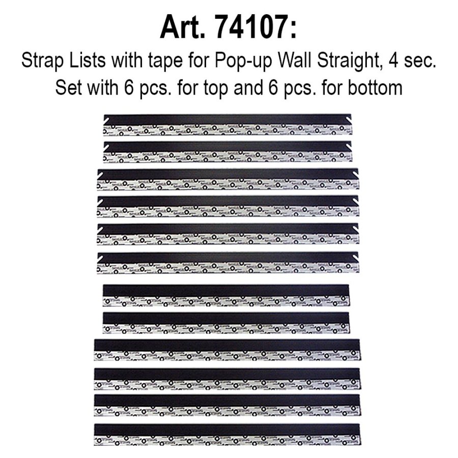 6 topp och 6 botten rem komplett set för POP-UP WALL Rak 3x4 med klämmor