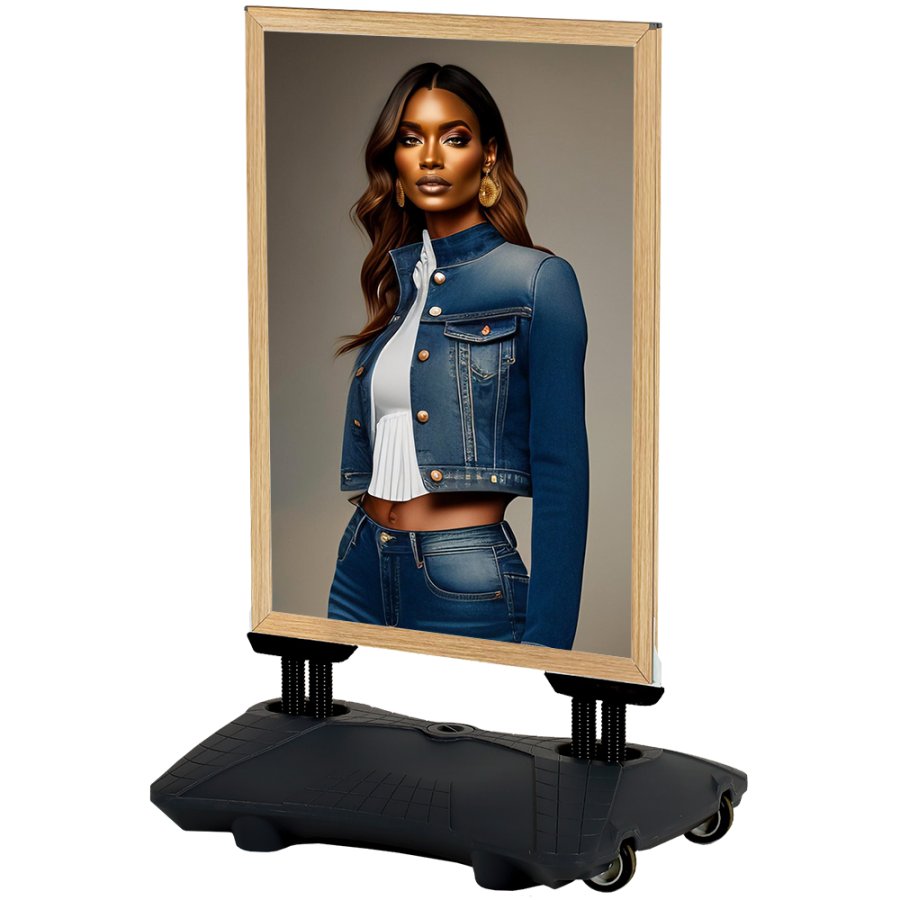 V&auml;derbest&auml;ndig Wind-Pro Gatuskylt i Svart/Ljust Tr&auml; - Storlek A1