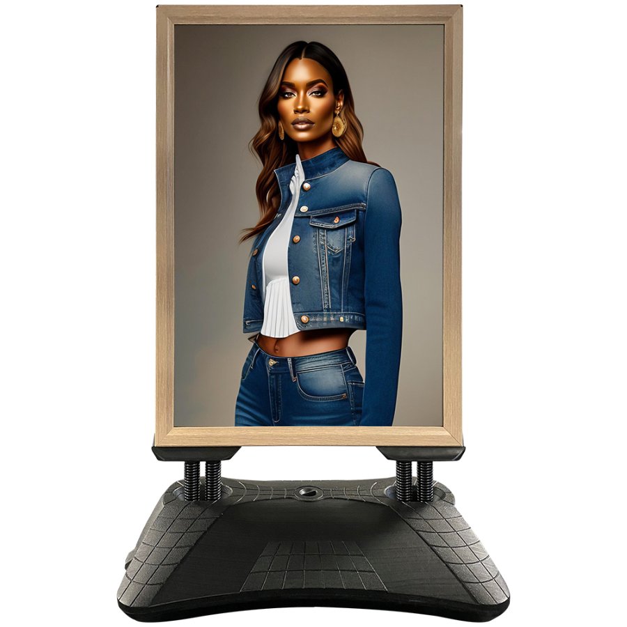 V&auml;derbest&auml;ndig Wind-Pro Gatuskylt i Svart/Ljust Tr&auml; - Storlek A1