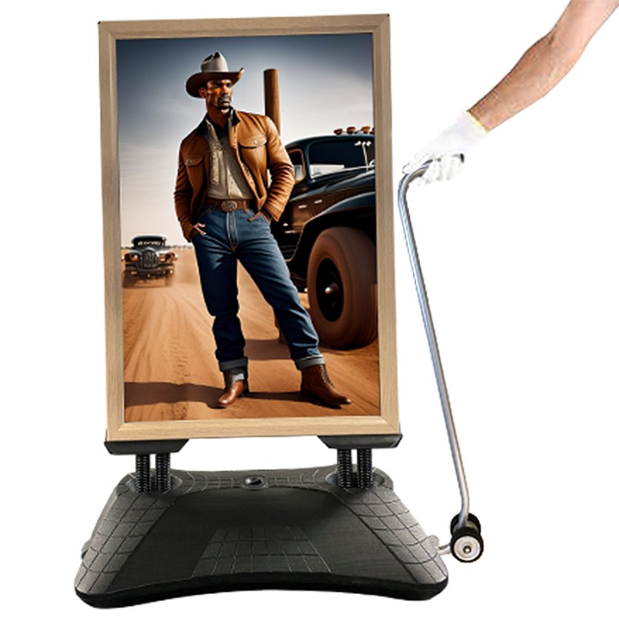 V&auml;derbest&auml;ndig Wind-Pro Gatuskylt i Svart/Ljust Tr&auml; - Storlek A1