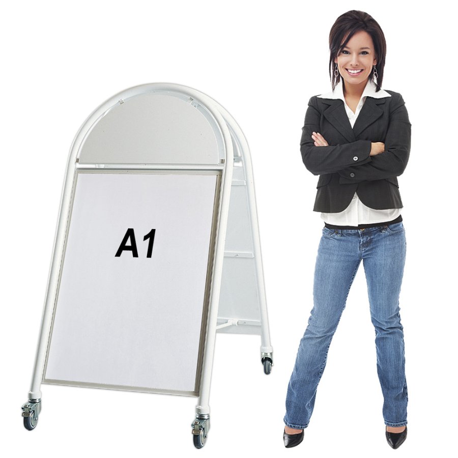 Gatupratare, logo skylt och hjul, New Gotix Lux, A1, Vit