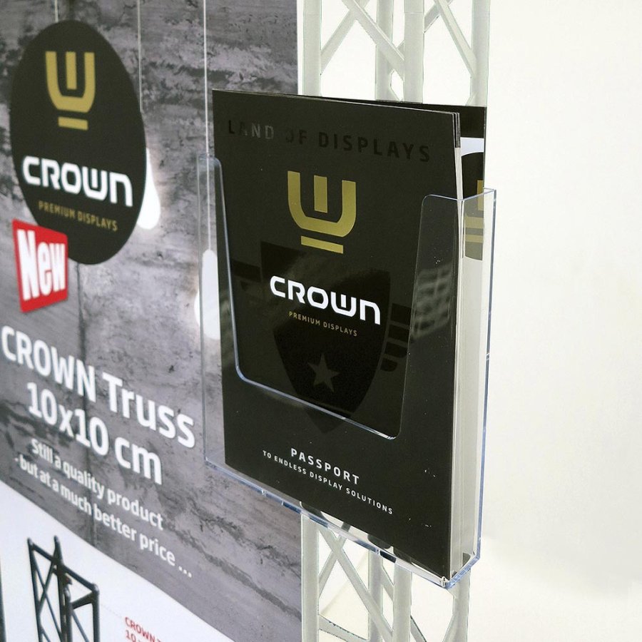 CROWN TRUSS 10x10, Broschyrdispenser A5 med beslag - vit